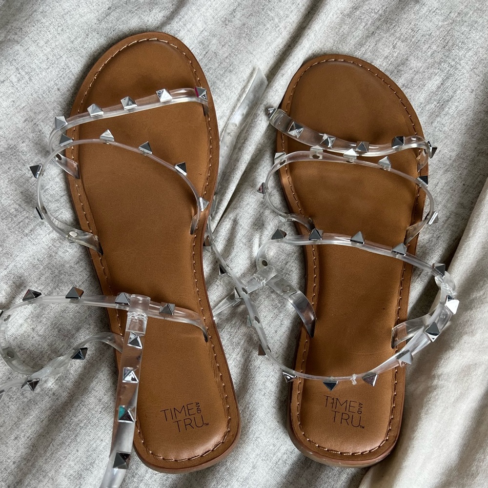 Clear stud wrap sandals